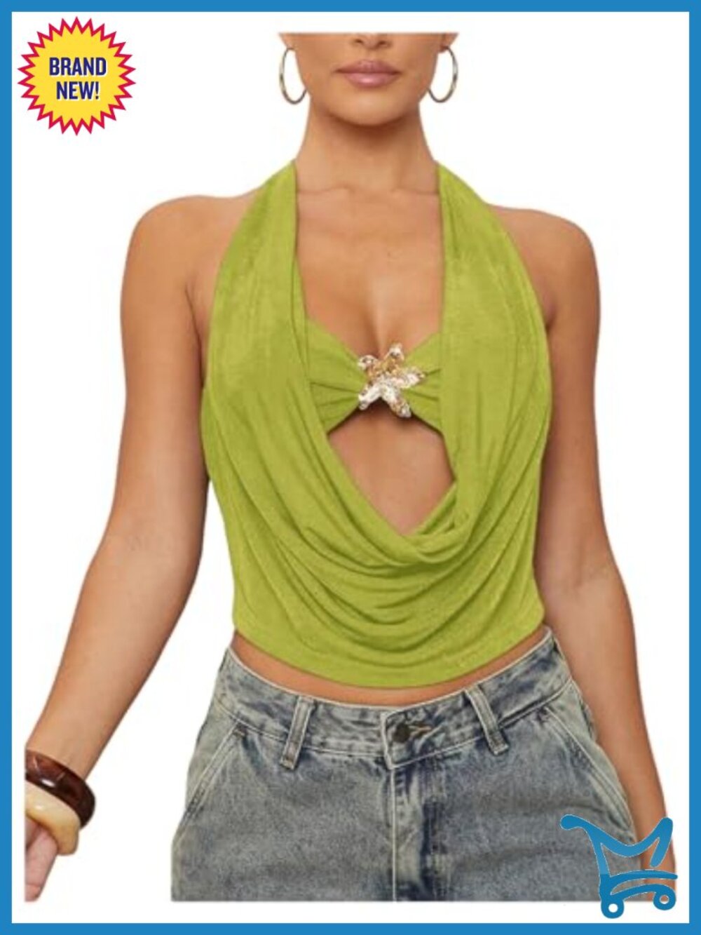 Cut Out Draped Front Tie Backless Halter Crop Tank Top - Women's Sleeveless